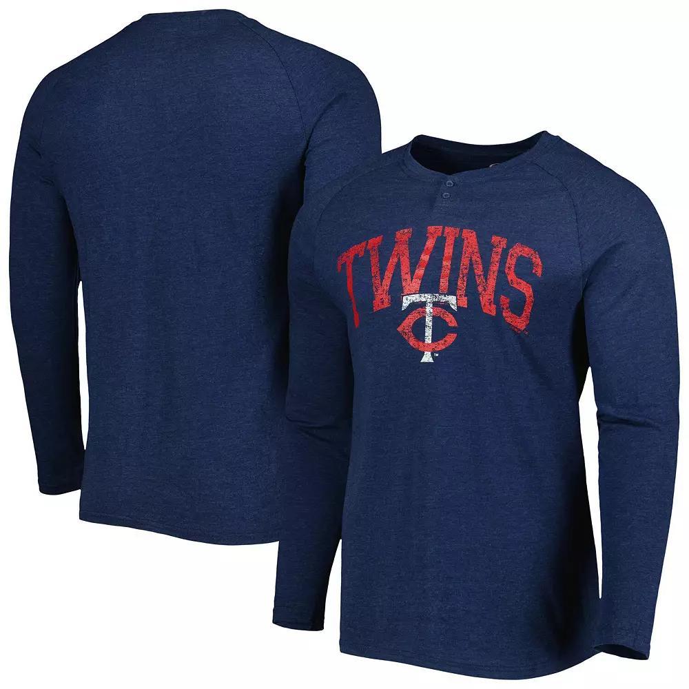 Men's Concepts Sport Heather Navy Minnesota Twins Inertia Raglan Long Sleeve Henley T-Shirt, Size: 3XL, Blue Product Image
