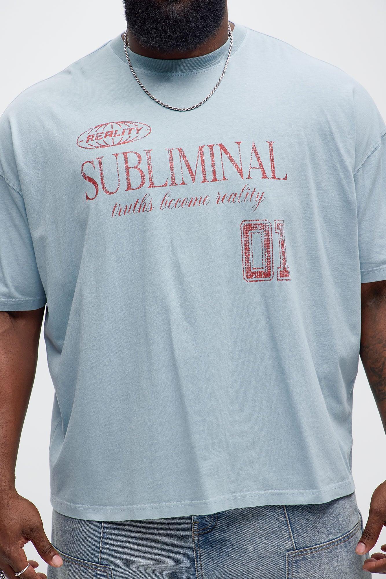 Reality Subliminal Oversized Short Sleeve Tee - Light Blue Product Image