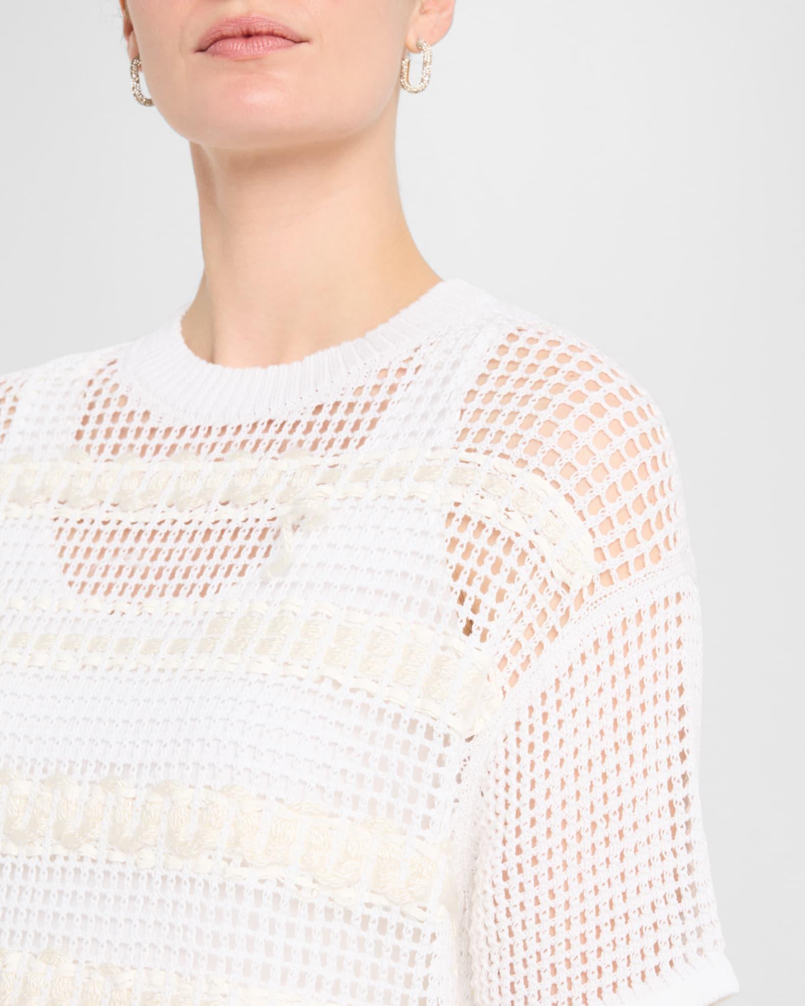 Embroidered Mesh-Knit Sweater Product Image