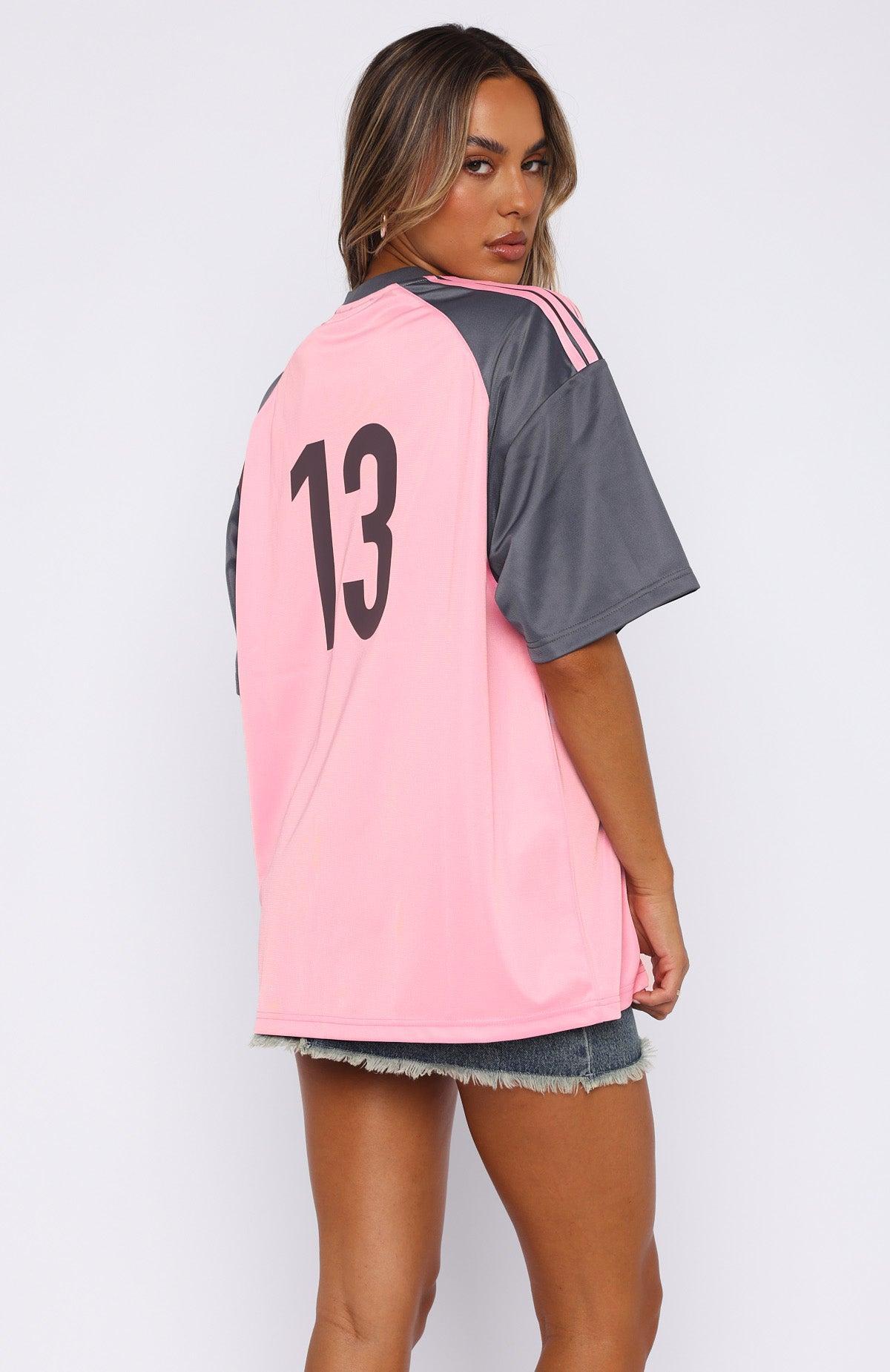 On The Same Team Oversized Jersey Pink/Charcoal Product Image