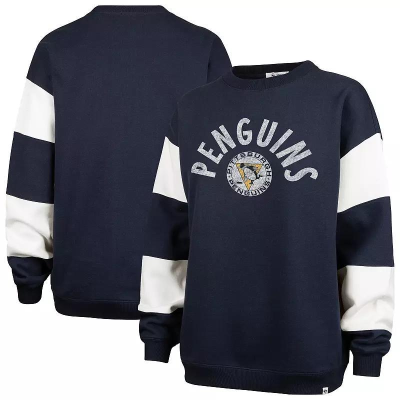 Women's '47 Black Boston Bruins Eephus Barred Pullover Sweatshirt, Size: XL Product Image