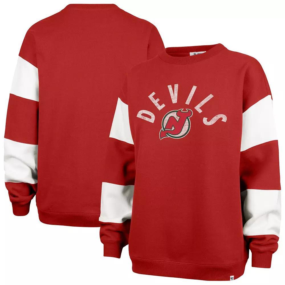 Women's '47 Red New Jersey Devils Eephus Barred Pullover Sweatshirt, Size: 2XL, Nhl Red Product Image