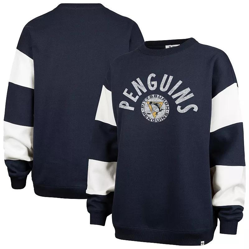 Women's '47 Black Boston Bruins Eephus Barred Pullover Sweatshirt, Size: XL Product Image