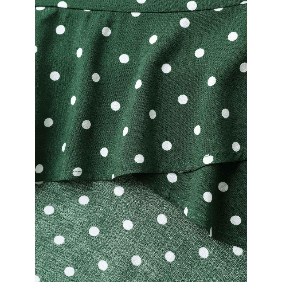 Plus Size Polka Dots Halter Neck Belted Midi Dress Truegreen Women Halter neck Sleeveless Curvy BloomChic 18-20/2X Product Image