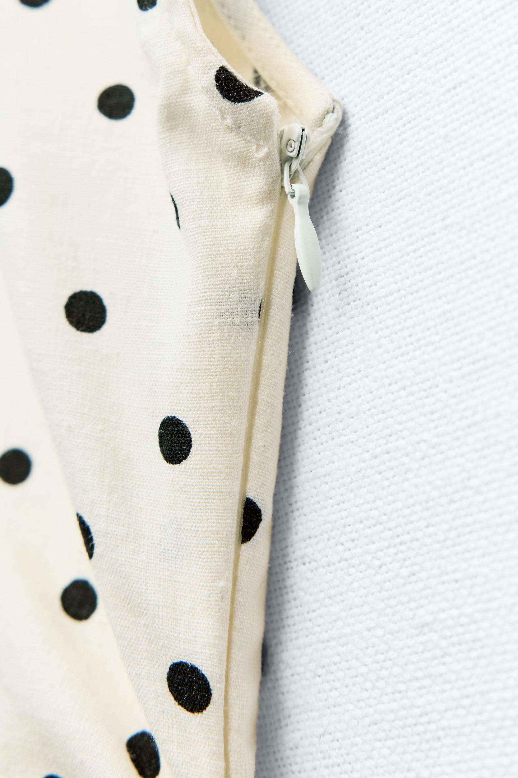 LINEN BLEND POLKA DOT MIDI DRESS Product Image
