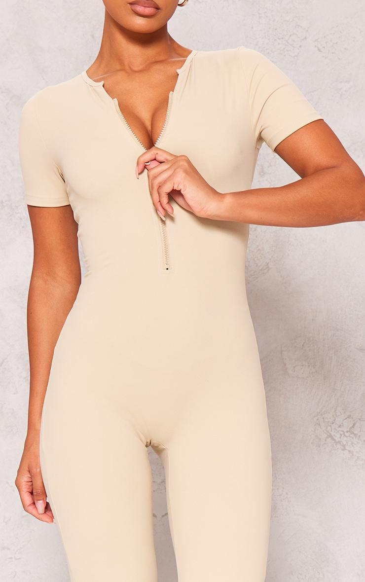 Stone Snatched Sculpt Zip Front Cap Sleeve Jumpsuit Product Image