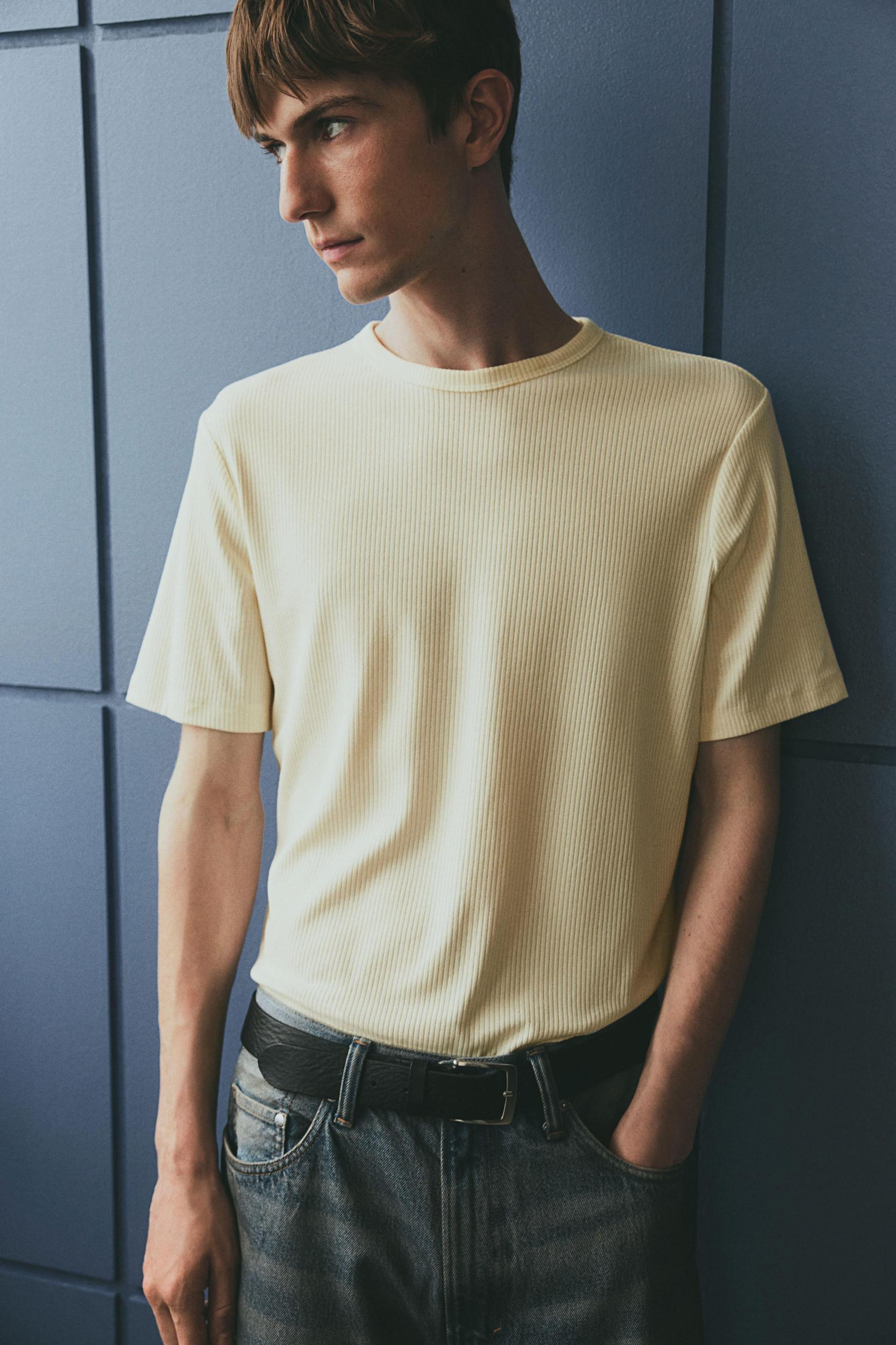 Slim-Fit Ribbed T-Shirt Product Image