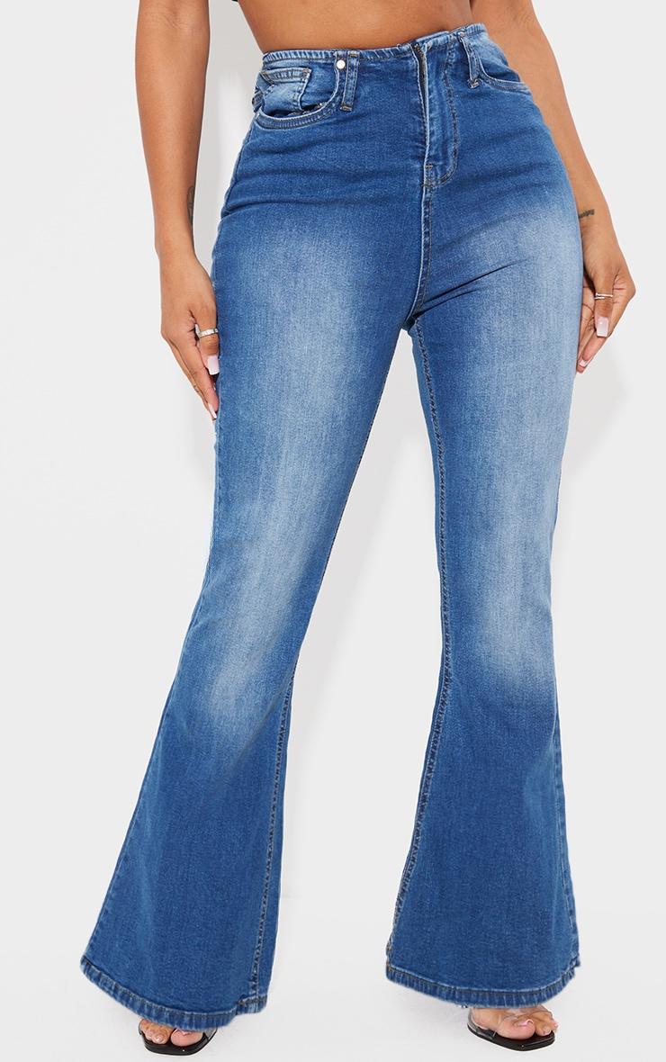 Shape Light Blue Denim Low Rise Flare Jeans Product Image