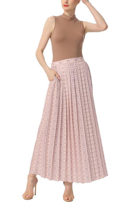 Kimi & Kai Women's Print Box Pleat Maxi Skirt in Purple Pink at Nordstrom, Size X-Large Product Image