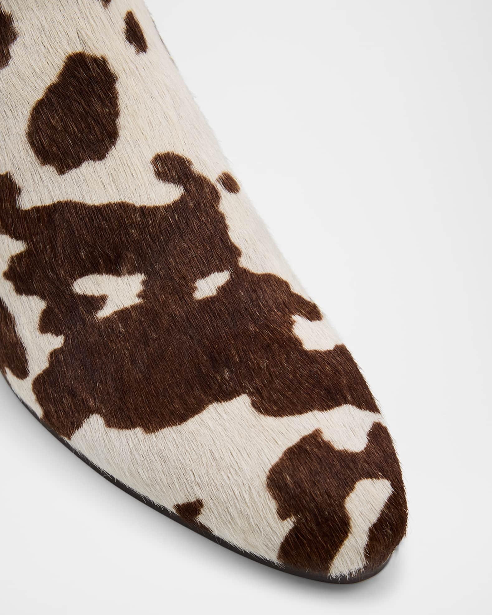 Ella Cow-Print Pony Hair Chelsea Booties Product Image