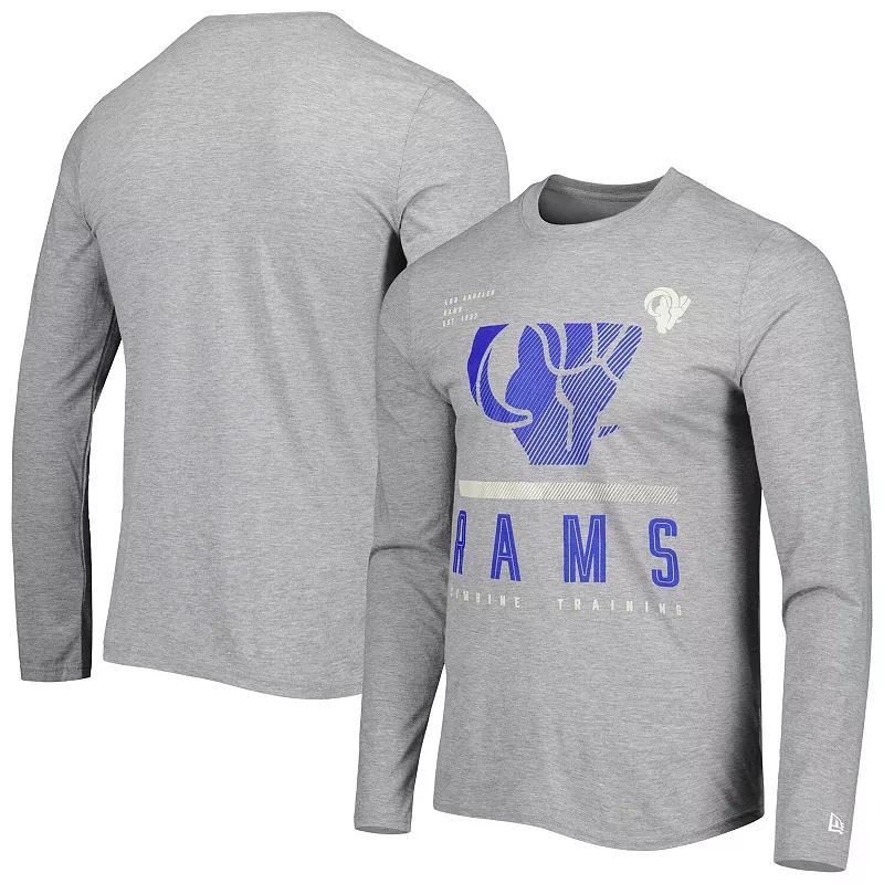 Men's New Era Heathered Gray Los Angeles Rams Combine Authentic Red Zone Long Sleeve T-Shirt, Size: XL, Grey Product Image
