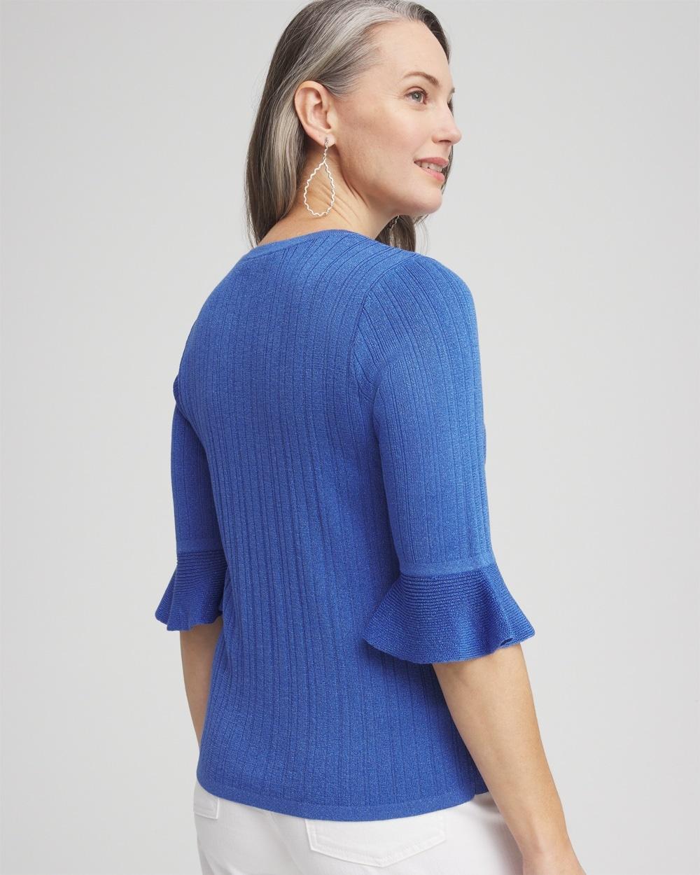 Ruffle Crew-Neck Pullover Sweater Product Image