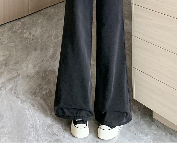 High Waist Washed Wide Leg Jeans (Various Designs) Product Image