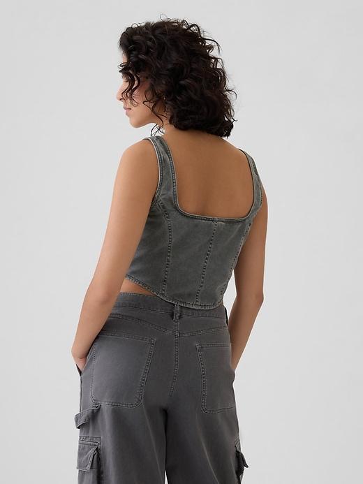 Structured Twill Cropped Corset Tank Top Product Image