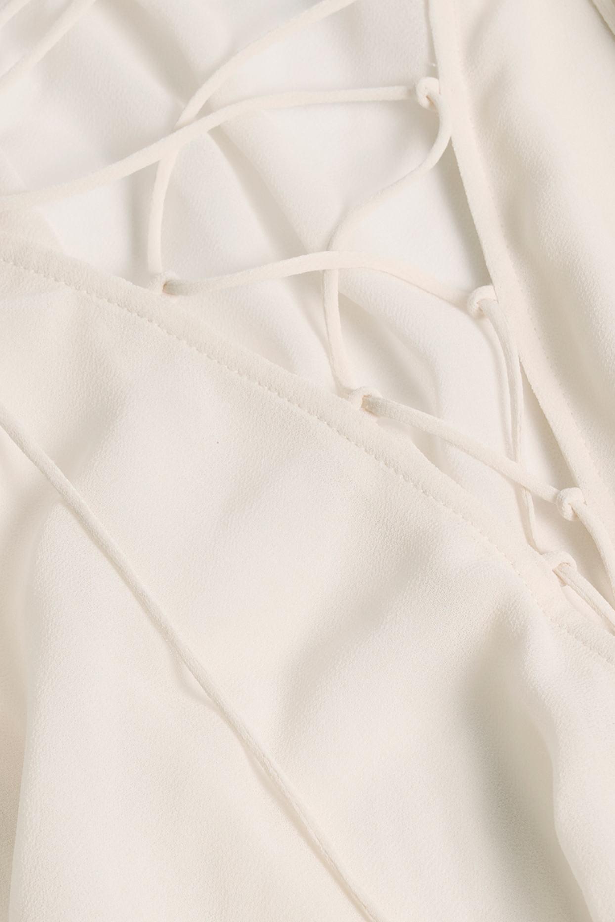 Lace-Up Balloon-Sleeve Mini Dress in Ivory Product Image