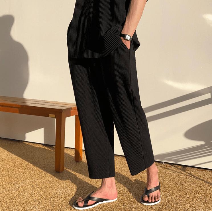 RT No. 2042 PLEATED ANKLE WIDE PANTS & HALF SLEEVE SHIRT Product Image