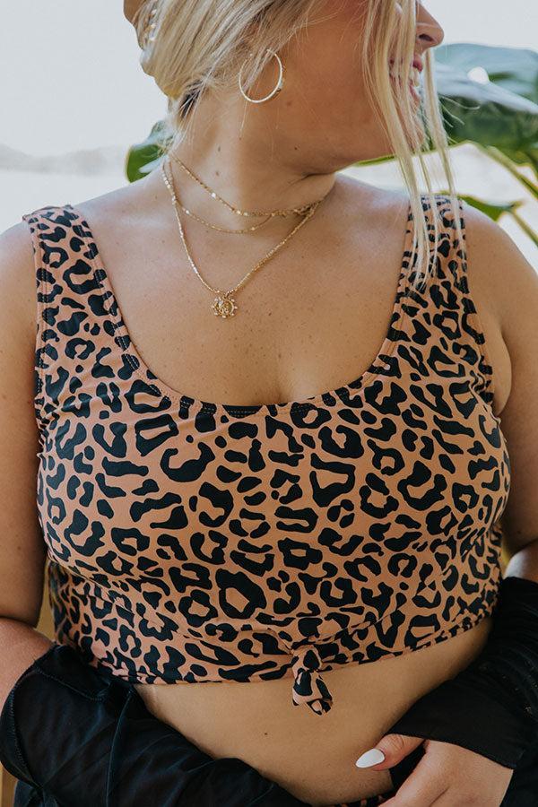 Resort Vibes Leopard Bikini Crop Top Curves Product Image