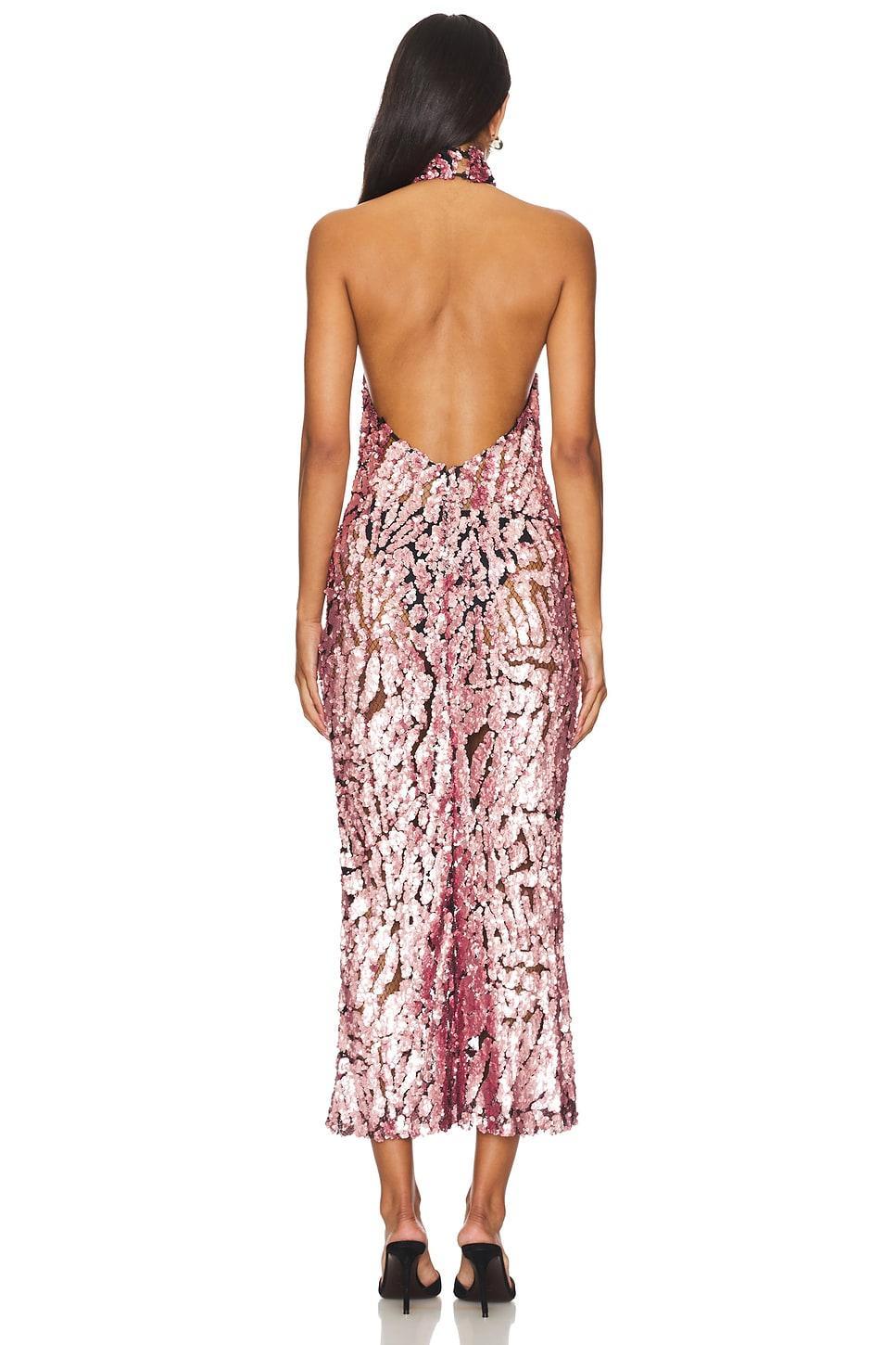 Sequin Halter Open Back Dress Lapointe Product Image