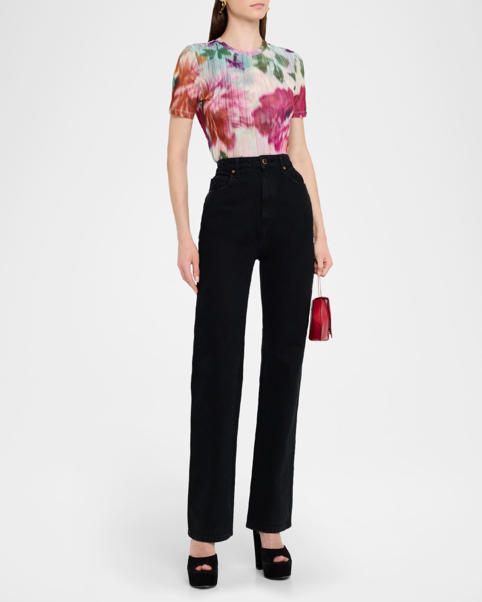 Eleanor Crewneck Floral-Print Mesh Tee Product Image