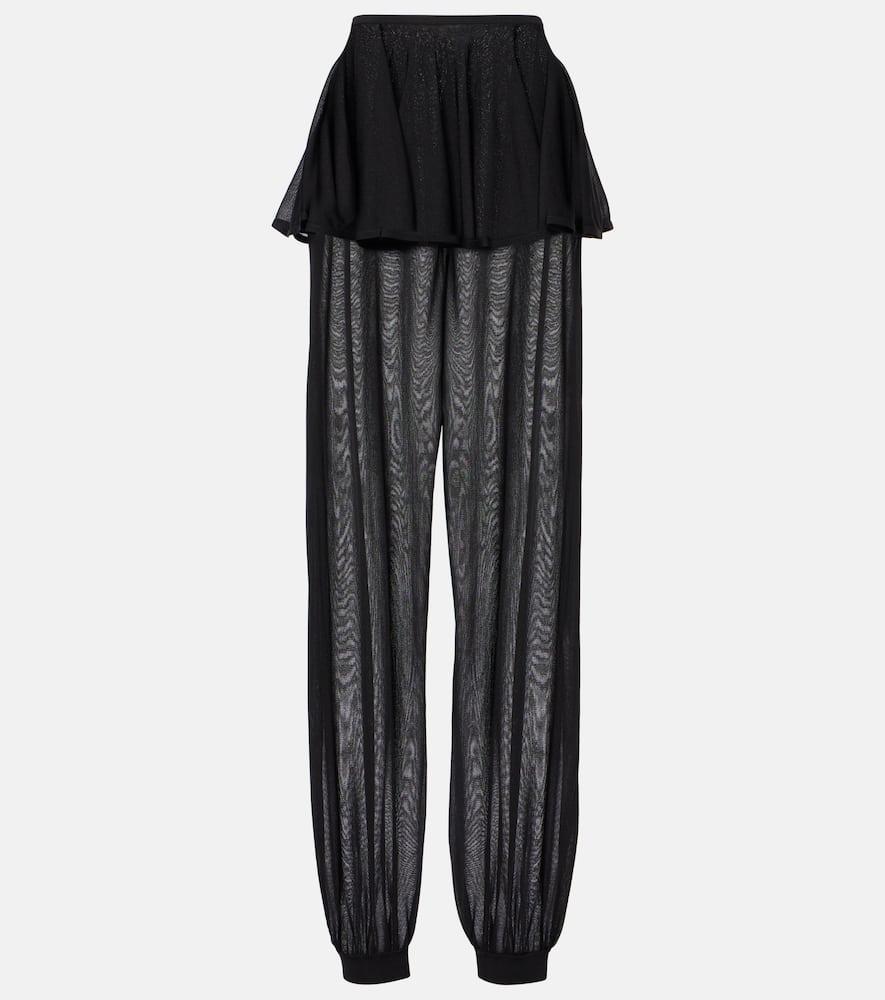 ALAÏA High-rise Semi-sheer Pants In Black Product Image