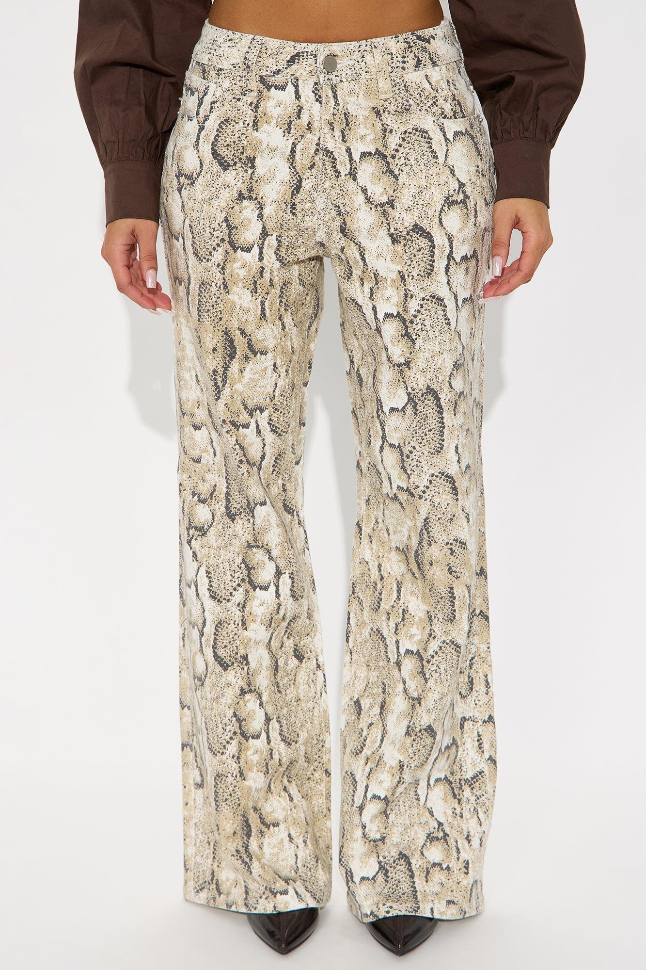 Snake Charmer Printed Flare Jeans - White/combo Female Product Image