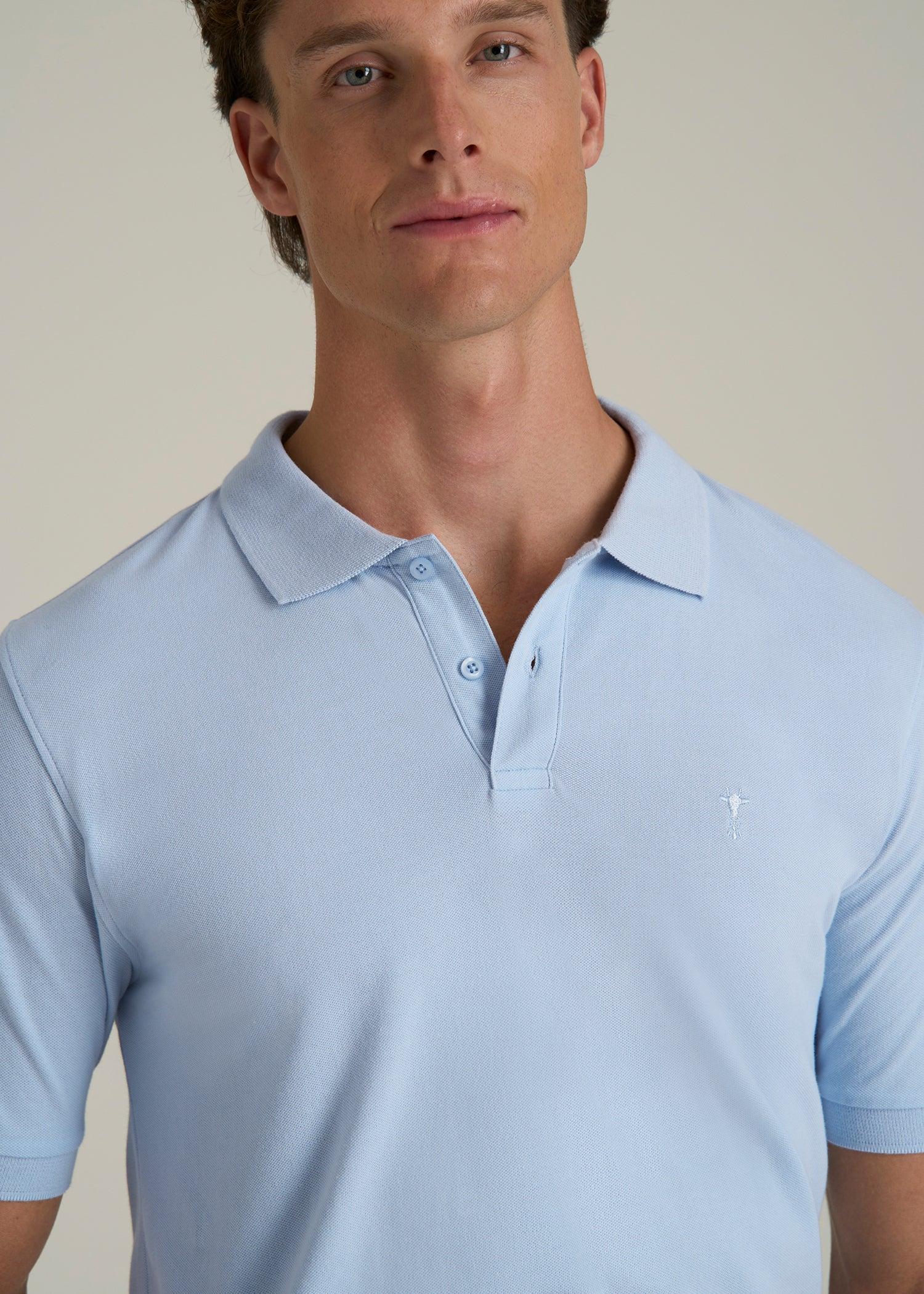 Men's Tall Classic Polo with Embroidered Logo in Ice Blue Male Product Image