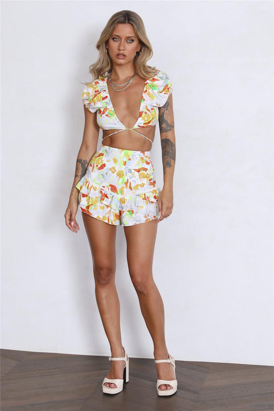 HELLO MOLLY Clouded Shorts Yellow Product Image