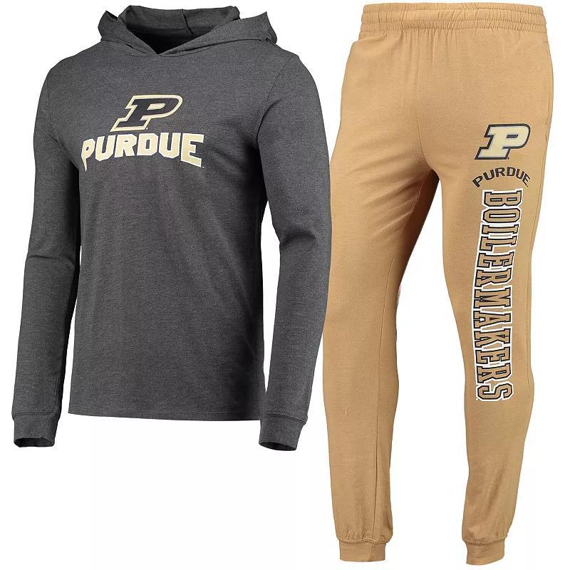 Mens Concepts Sport /Heather Charcoal Purdue Boilermakers Meter Long Sleeve Hoodie T-Shirt & Jogger Pajama Set Product Image