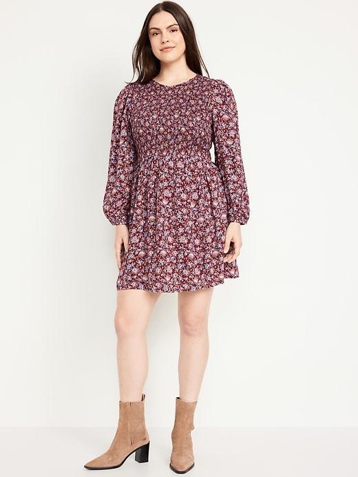 Fit &amp; Flare Long-Sleeve Mini Dress Product Image