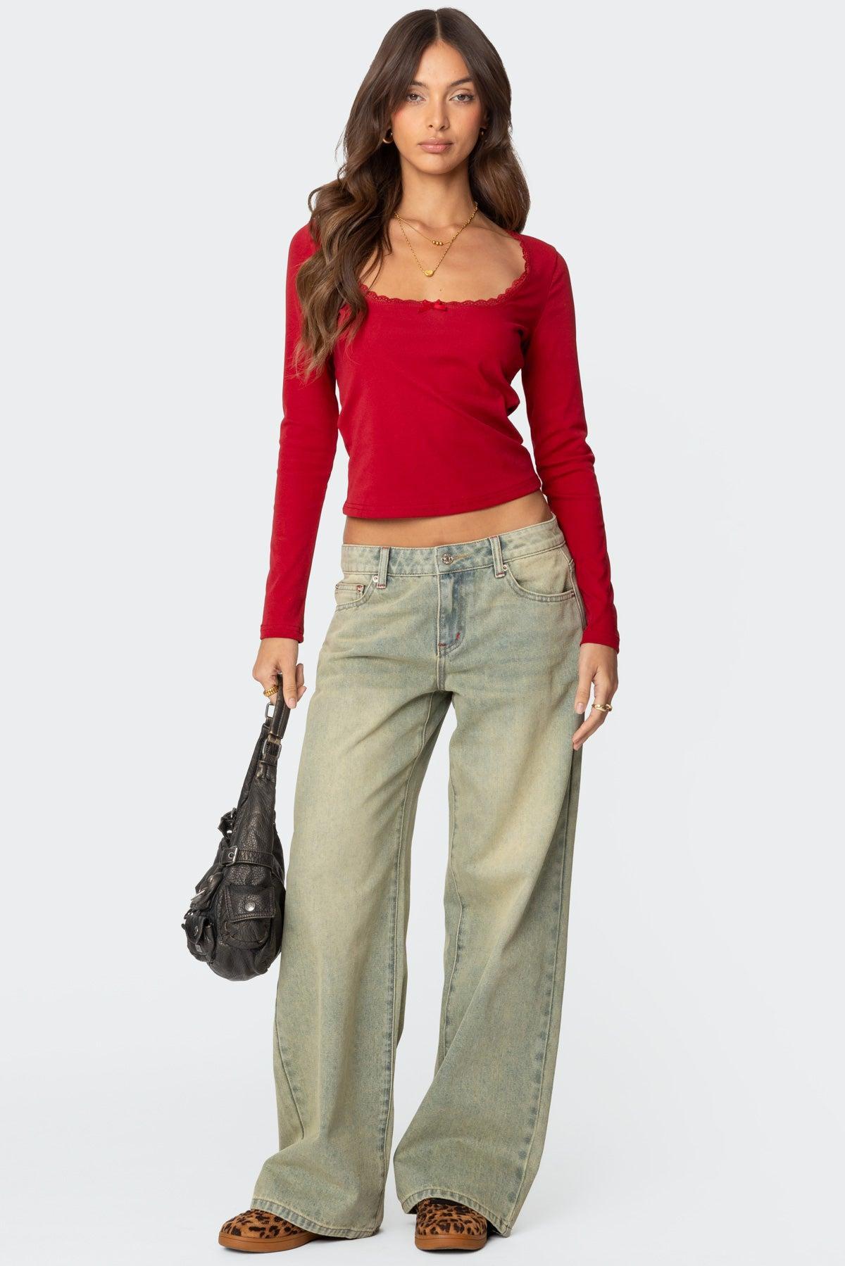 Mora Lace Trim Ribbed T Shirt Product Image