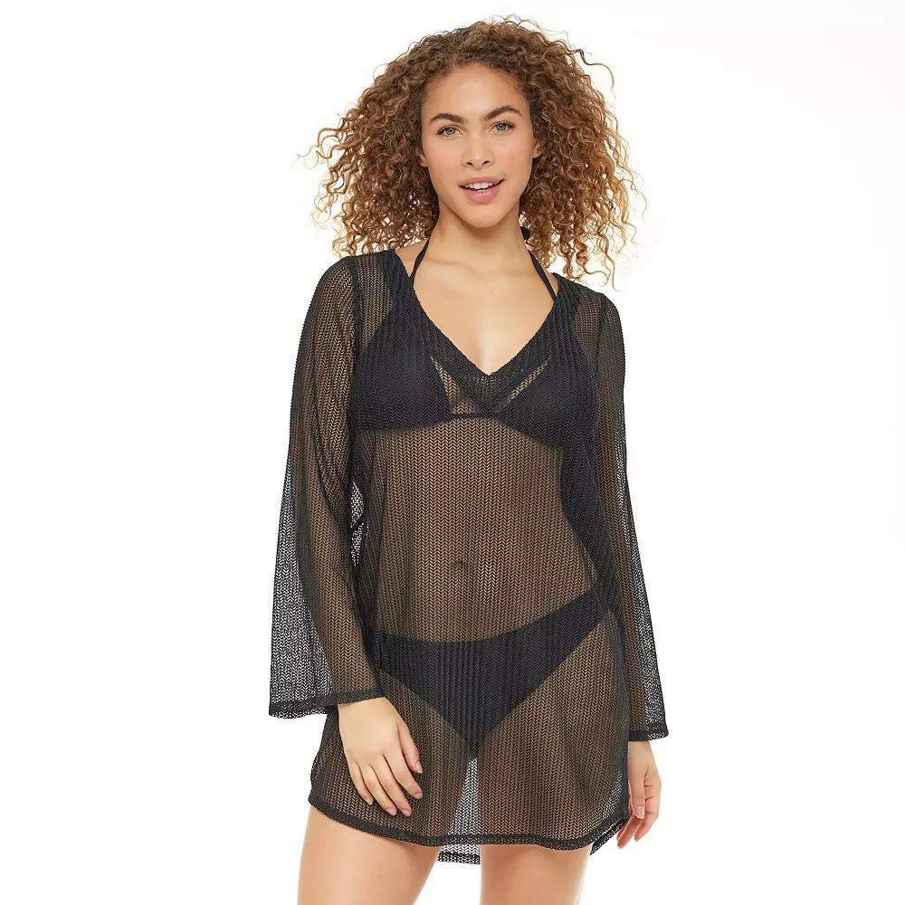 Women's Jordan Taylor V-Neck Swim Cover-Up Tunic, Size: Large, Black Product Image