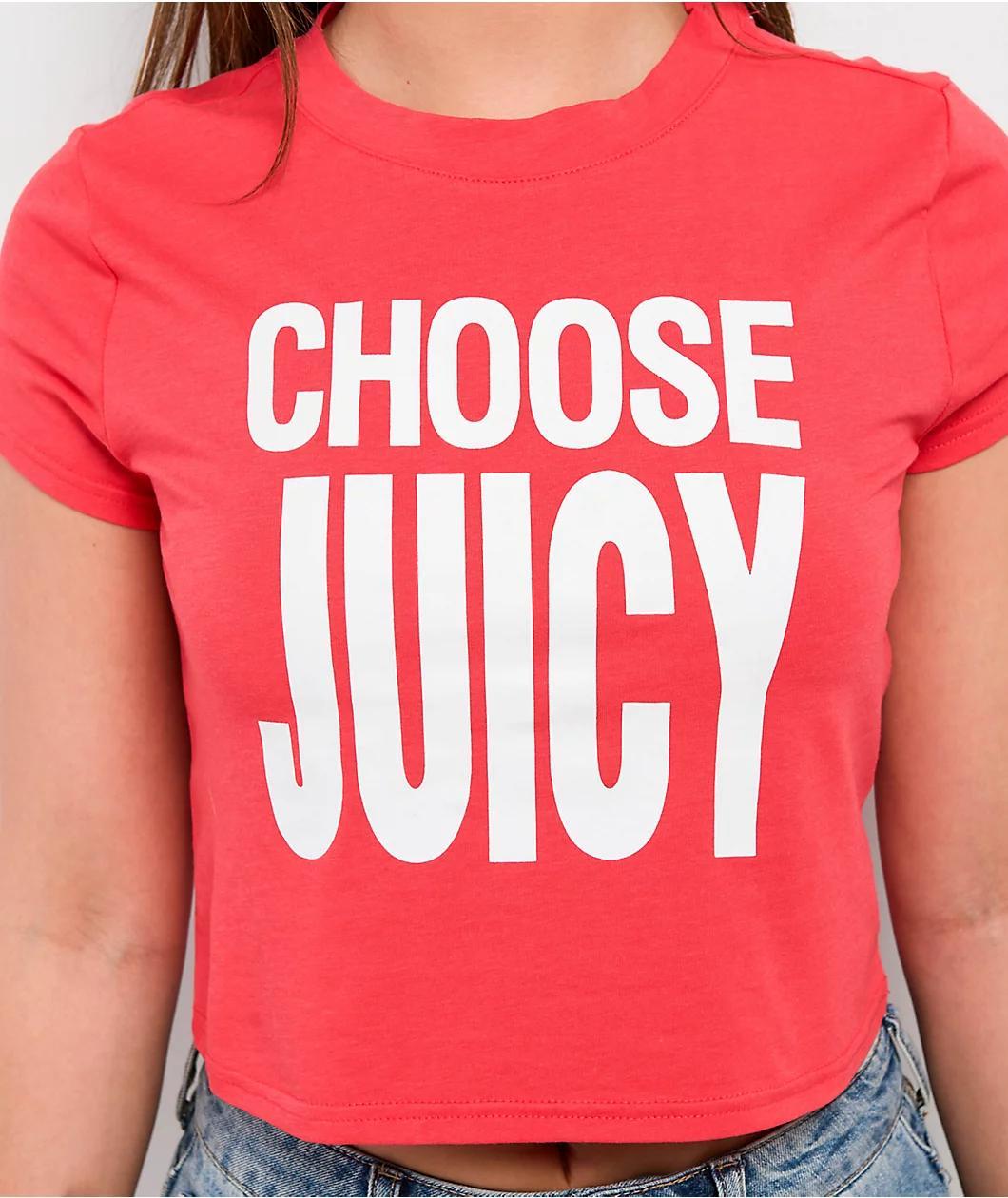 Juicy Couture Choose Juicy Red Crop T-Shirt Product Image