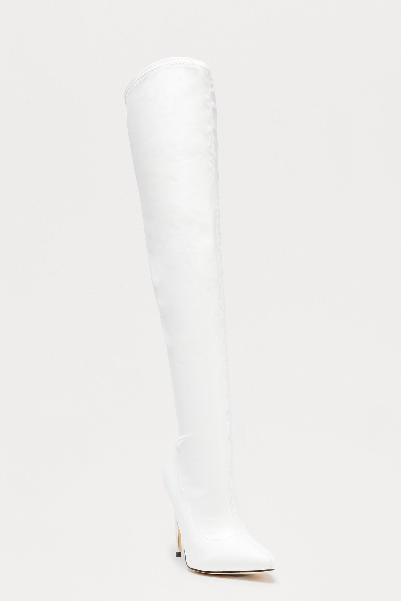 Gyra Thigh High Boots - White Product Image