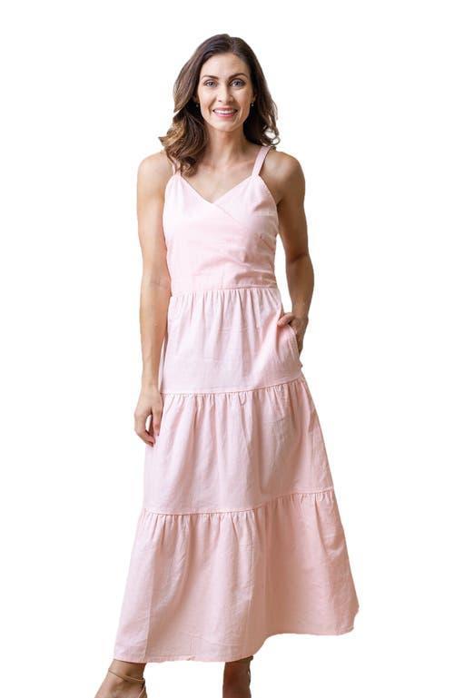 Hope & Henry Womens' Sleeveless Tiered Wrap Dress, Womens in Ballet Pink Linen at Nordstrom, Size 4 Product Image