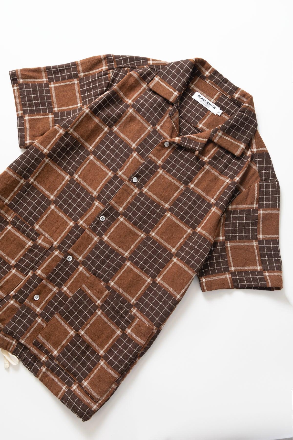 Blacksmith - Check Weave Resort Shirt - Brown Product Image