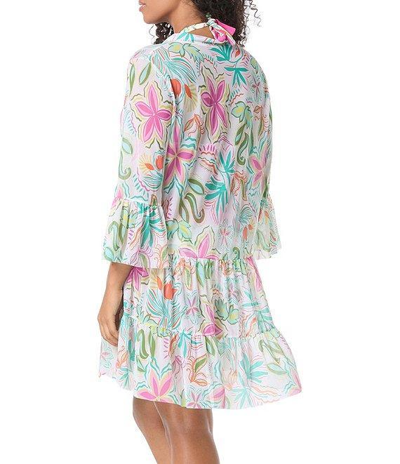 Coco Reef Solstice Bloom Enchant Mesh V-Neck Swim Cover-Up Dress Product Image