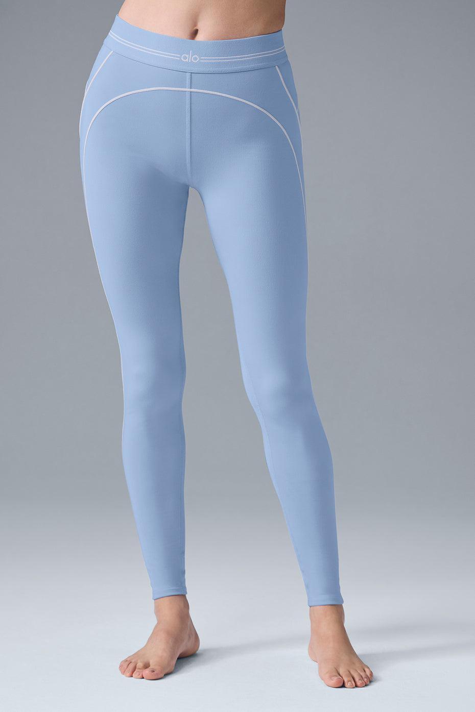Airbrush High-Waist Heart Throb Legging - Seashell Blue/White Product Image
