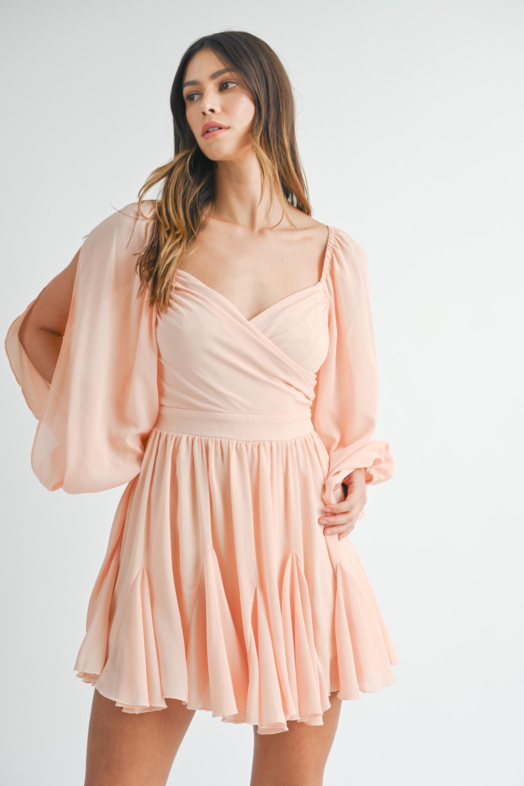 Back Lace Up Ruffle Mini Dress Product Image