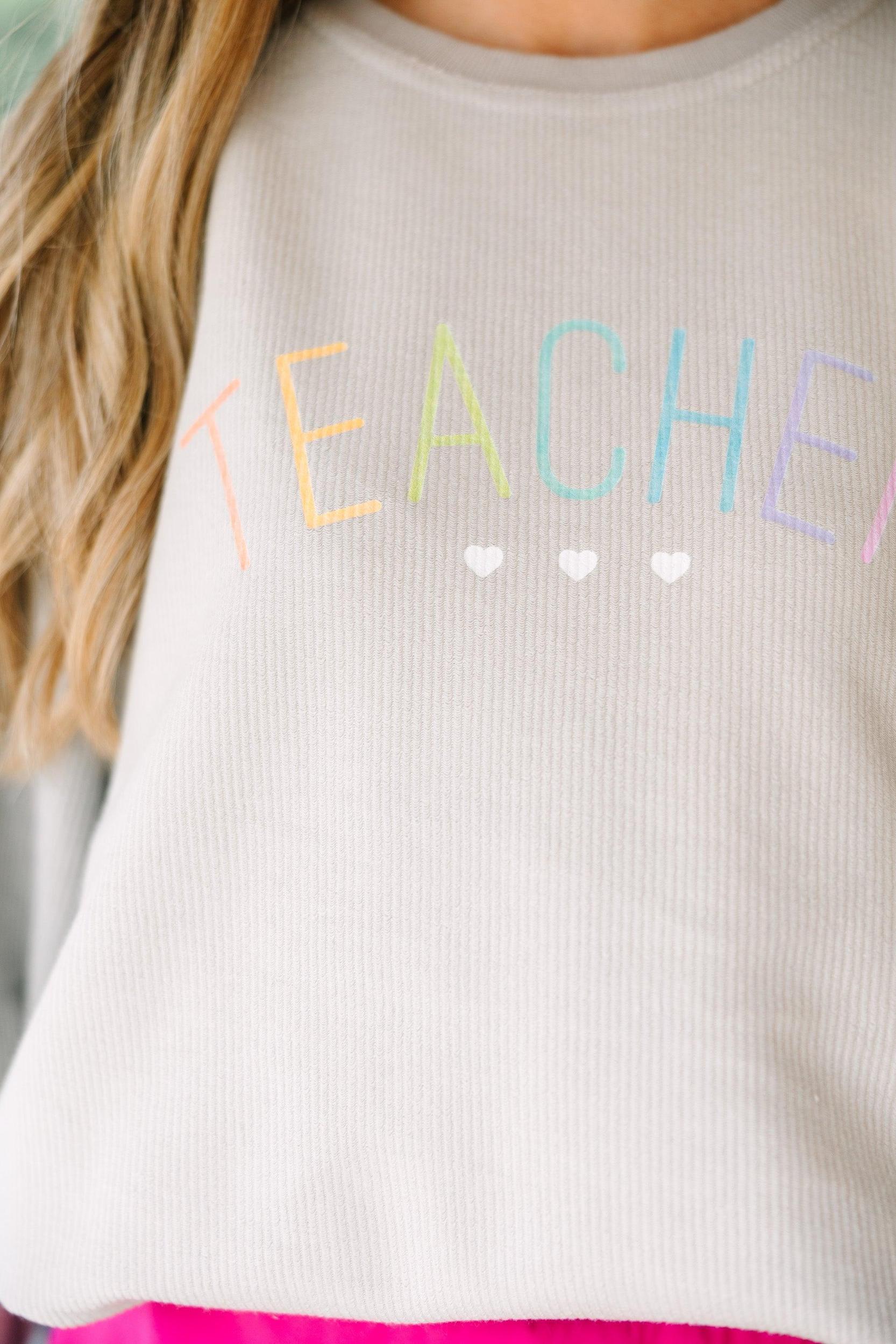 Teacher Gray Graphic Corded Sweatshirt Female Product Image