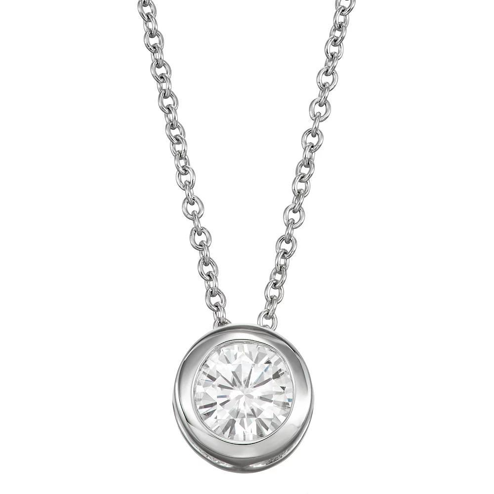 Charles & Colvard 14k Gold 1 Carat T.W. Lab-Created Moissanite Bezel Solitaire Pendant Necklace, Women's, White Product Image