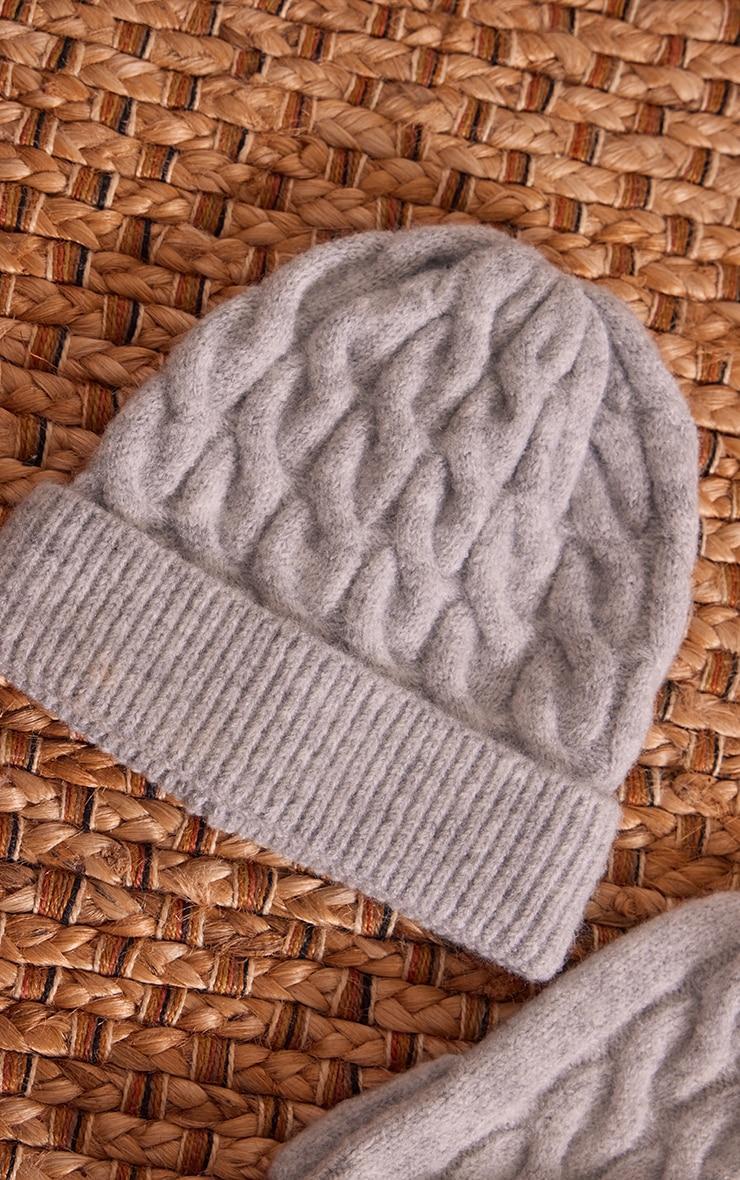 Grey Cable Knitted Beanie Product Image