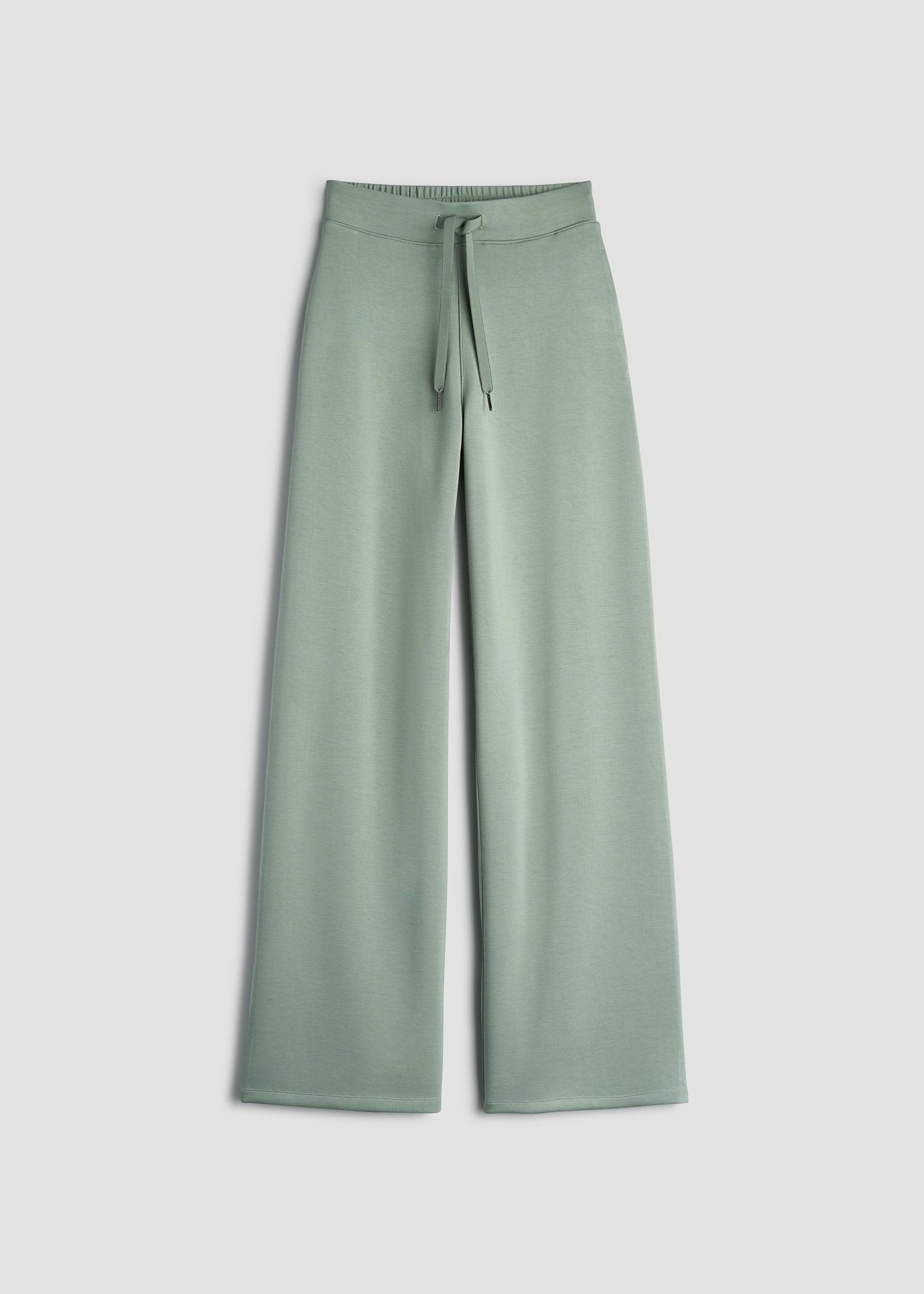 Pull-On Tie Waist Wide Leg Pants for Tall Women in Seagrass Product Image