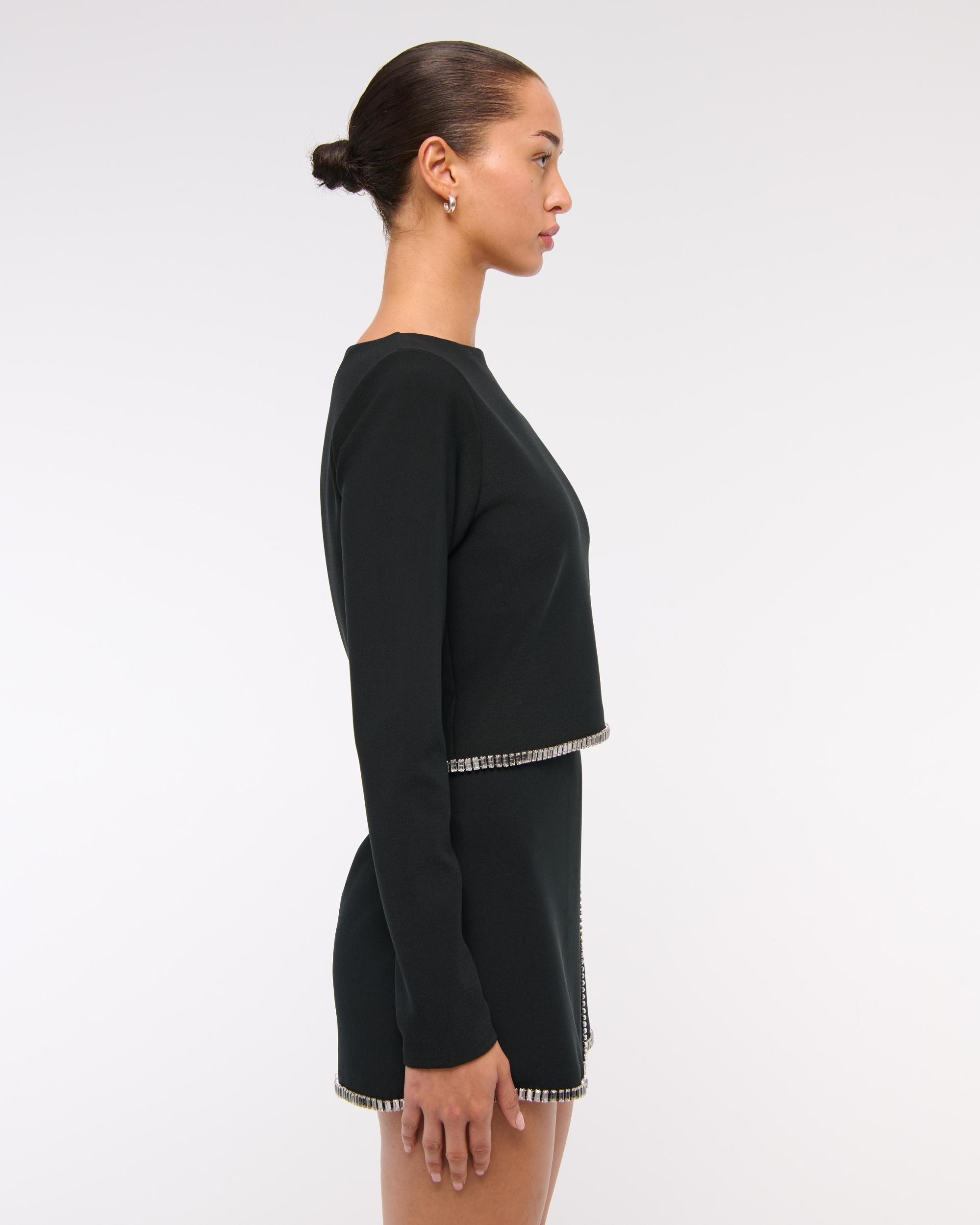 Long-Sleeve Embellished Rhinestone Top Product Image