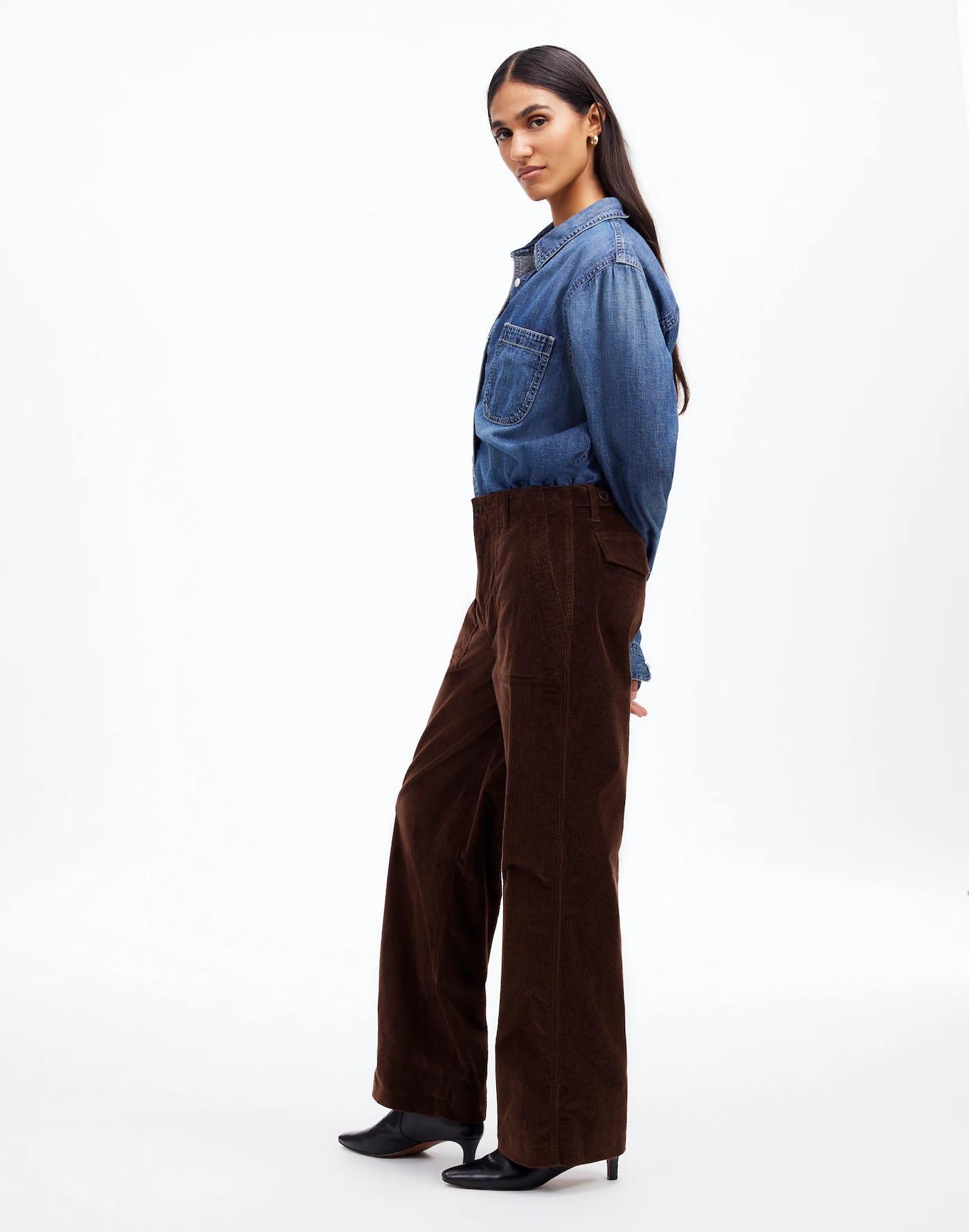 Petite Low-Slung Baggy Utility Pants in Corduroy Product Image