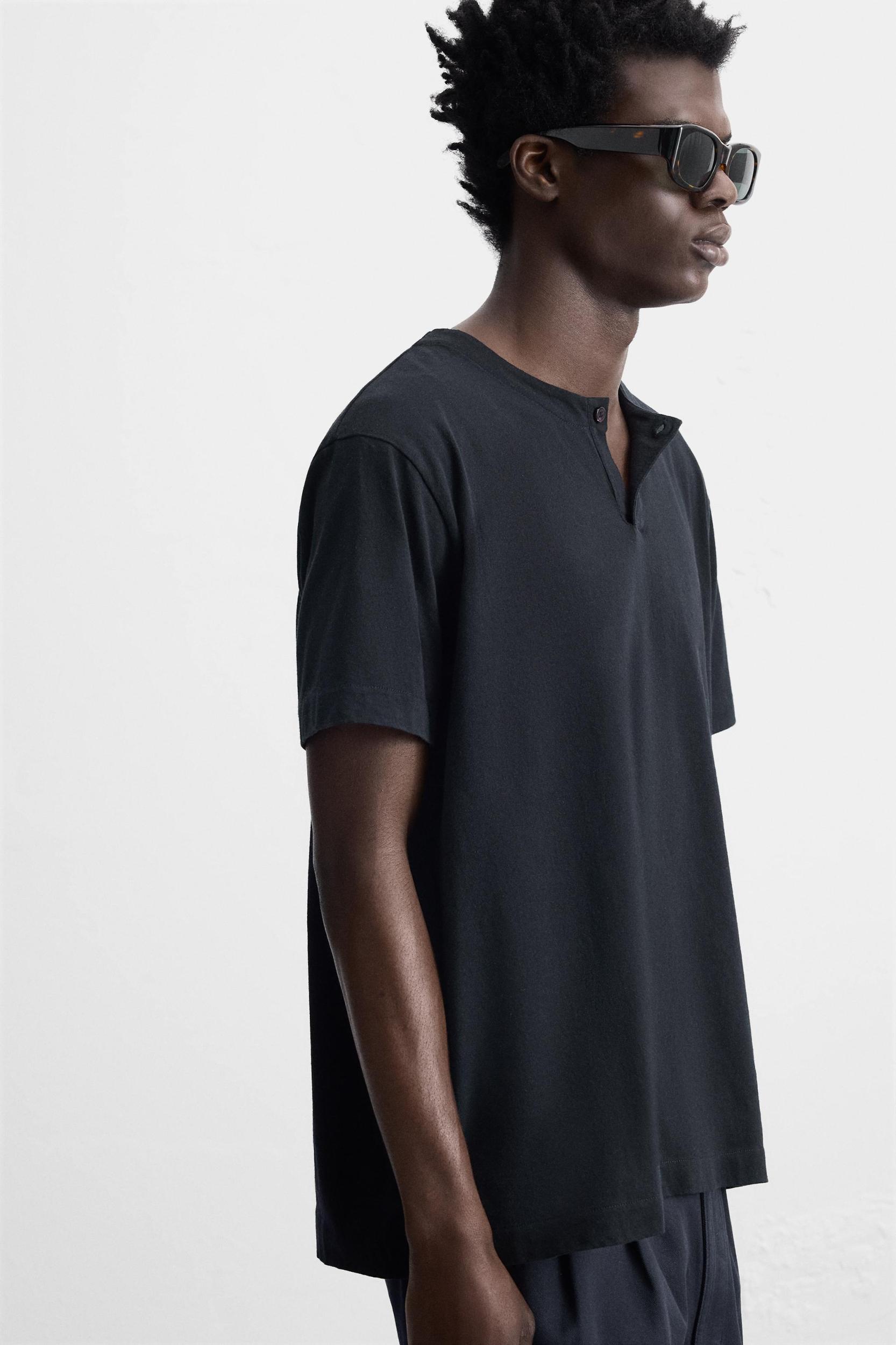 BUTTON NECK T-SHIRT Product Image
