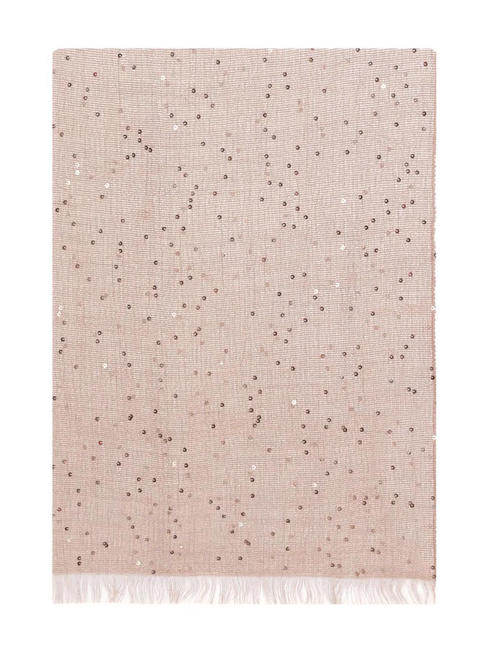BRUNELLO CUCINELLI Sequin-embroidered Scarf In Neutrals Product Image