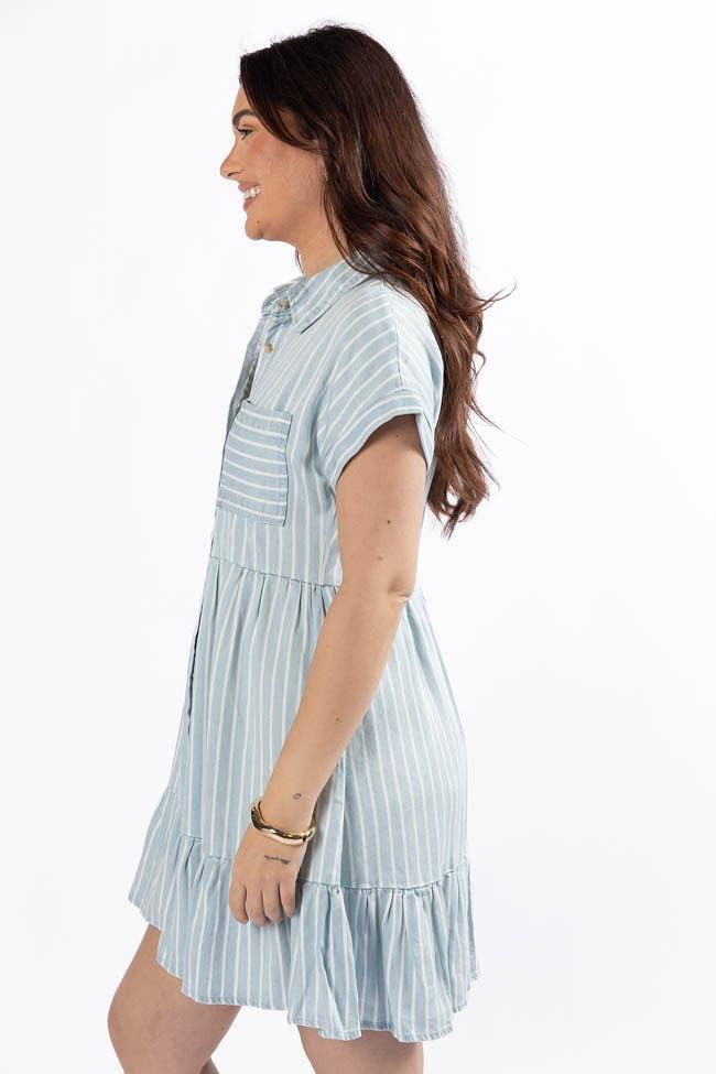 I Told You Striped Chambray Shirt Dress Product Image