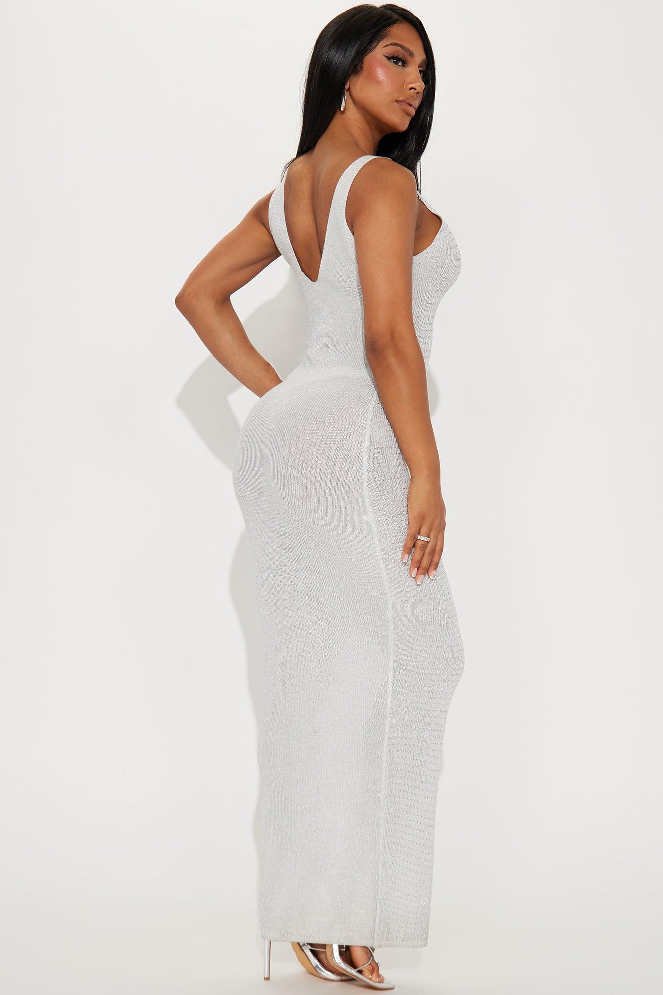 Shining Loud Maxi Dress - Silver Product Image