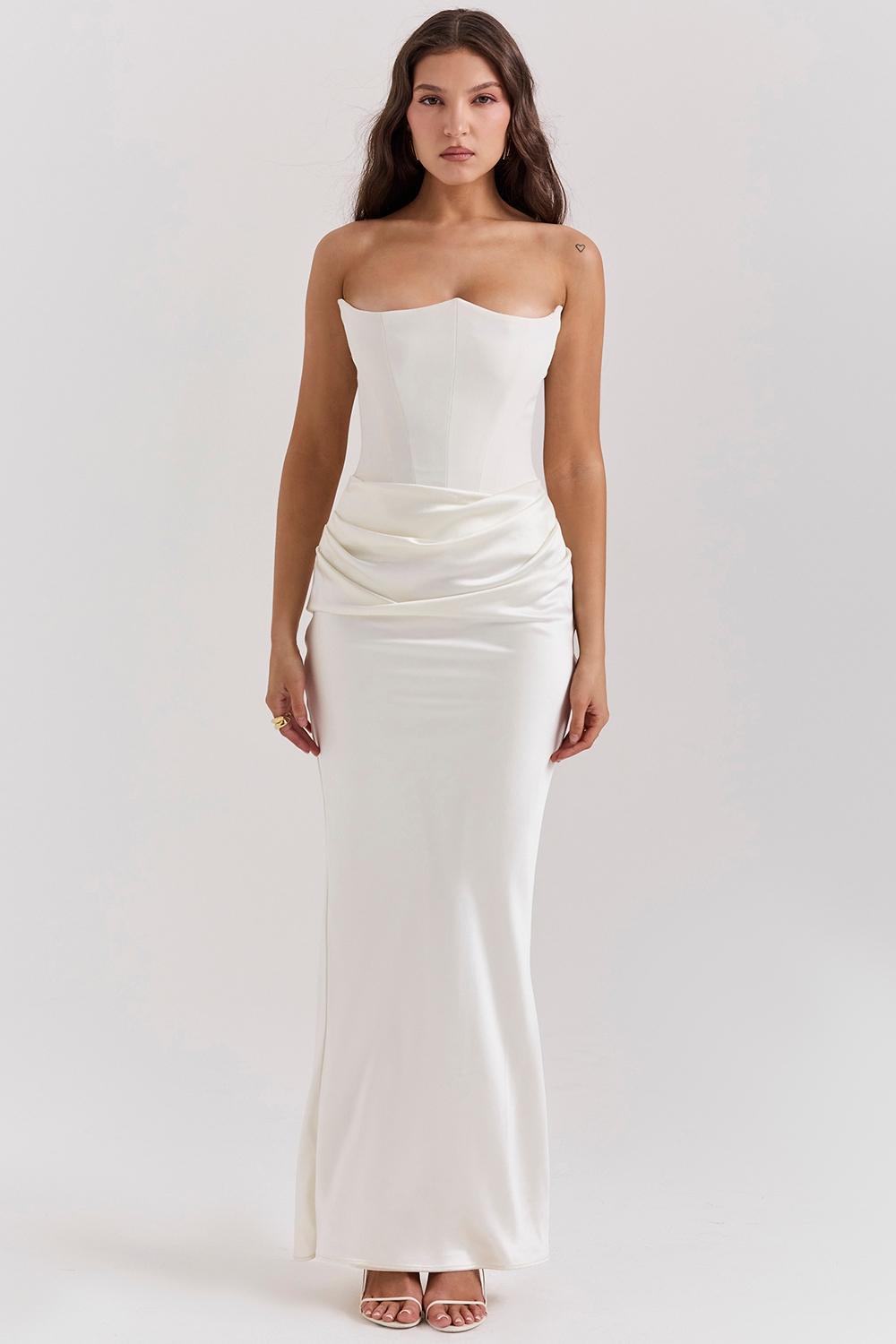 Persephone Ivory Strapless Corset Dress Product Image