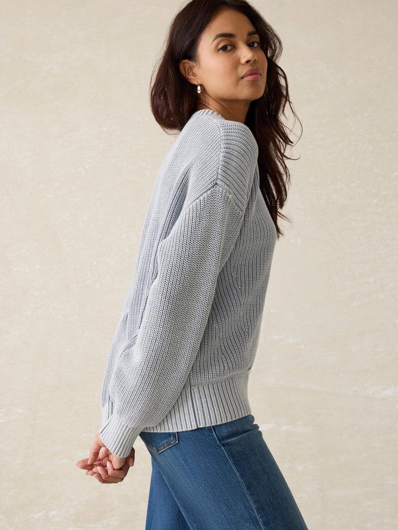 Sunwashed Cotton Fisherman Sweater - Tradewinds Product Image